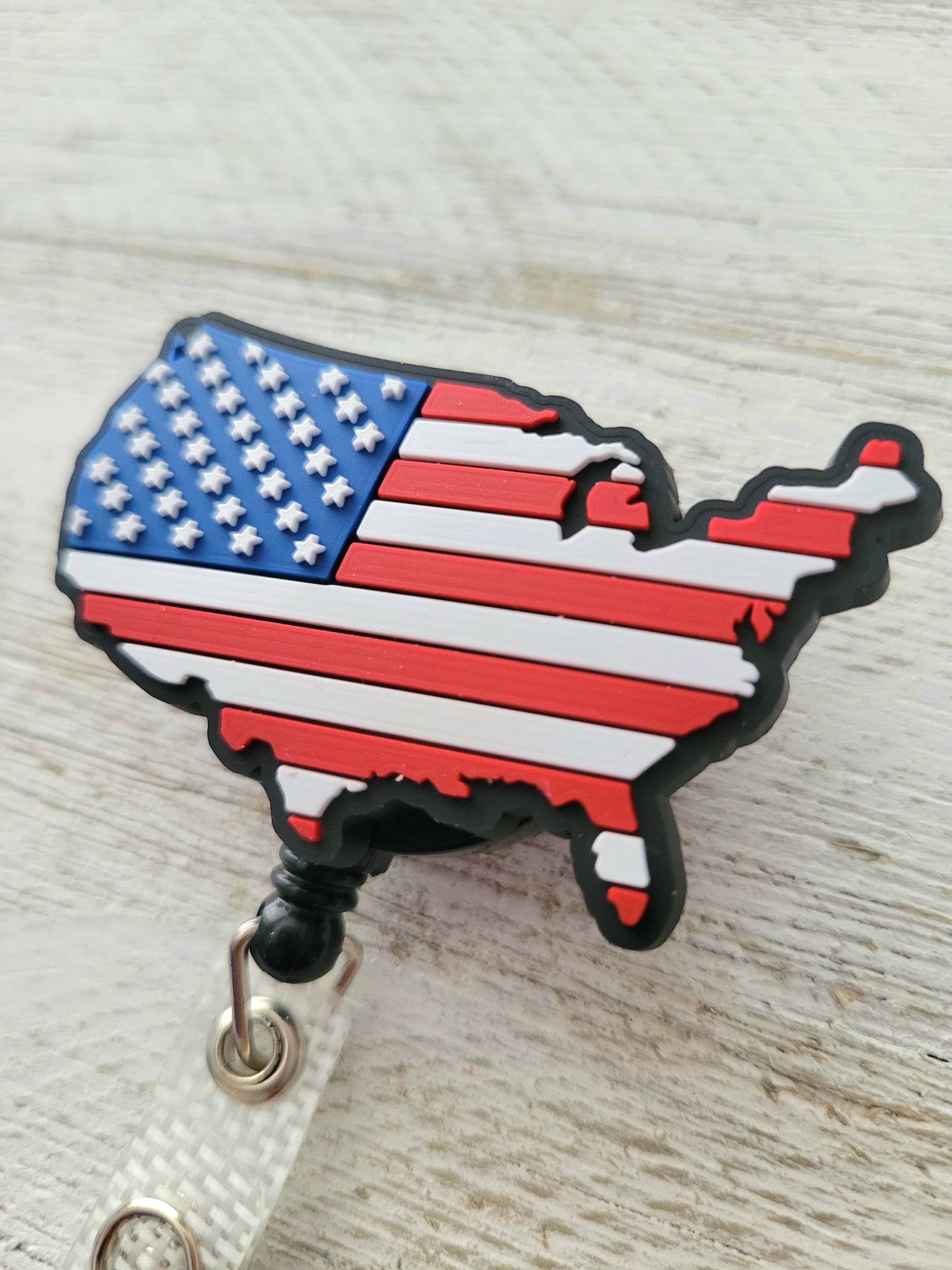 American Flag Retractable Badge Reel