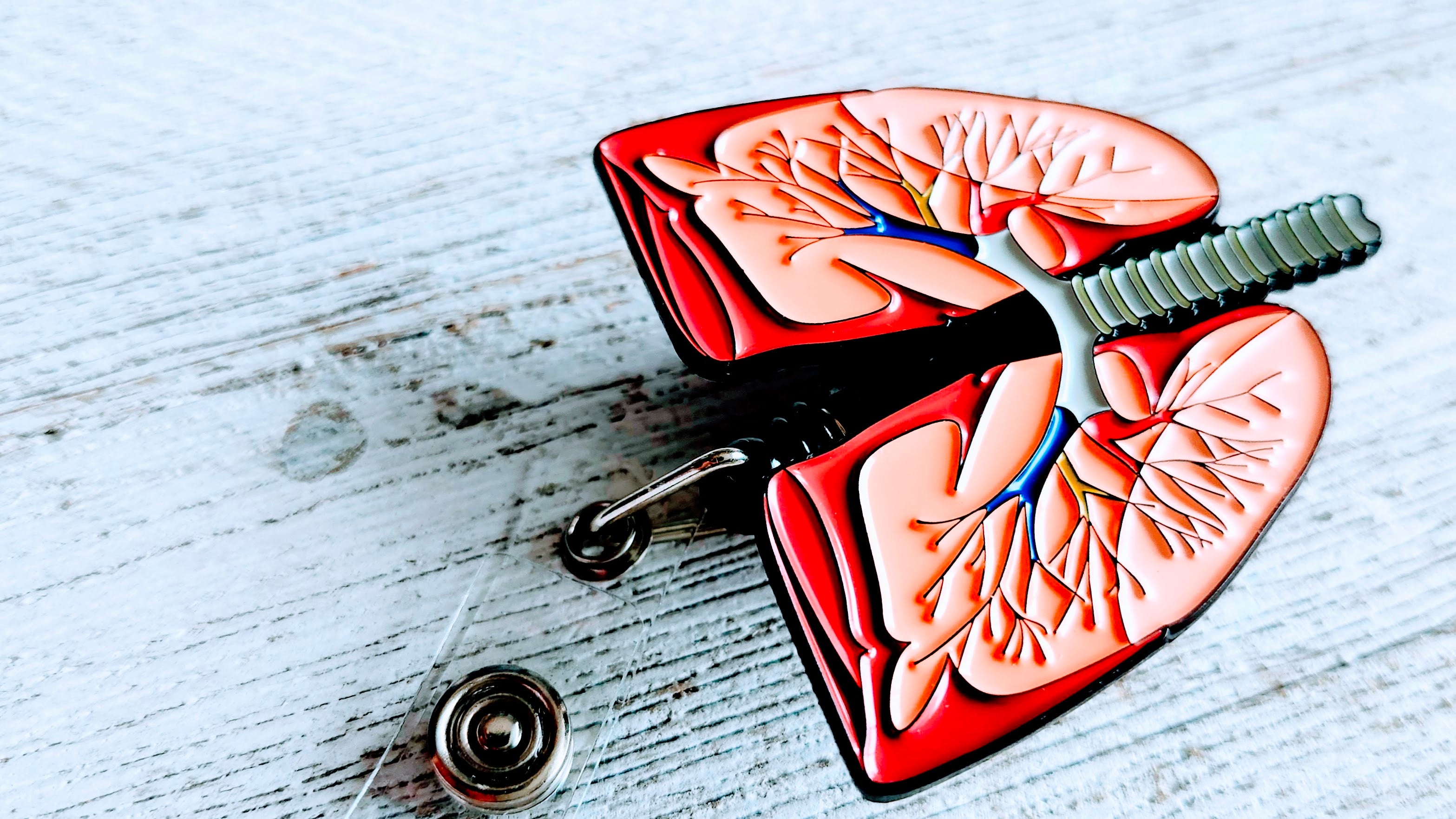 Anatomical Lungs Retractable ID Badge Reel