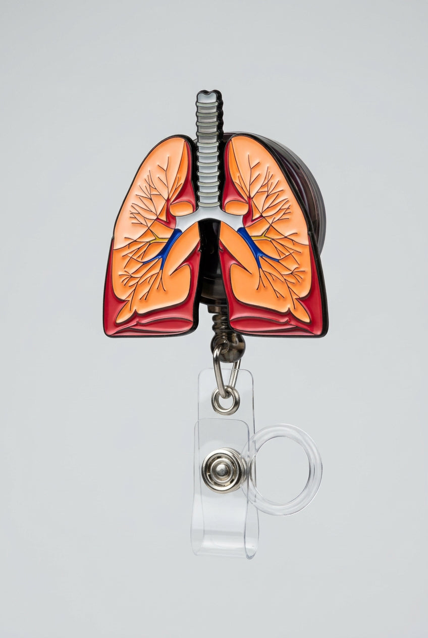 Professional Anatomical Lungs Retractable ID Badge Reel
