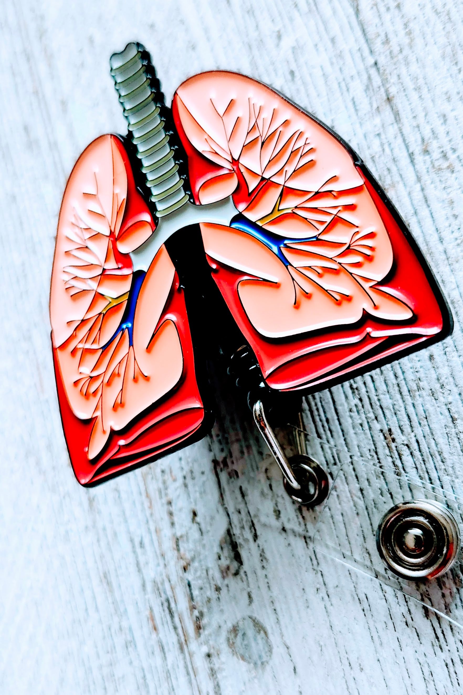 Anatomical Lungs Retractable ID Badge Reel