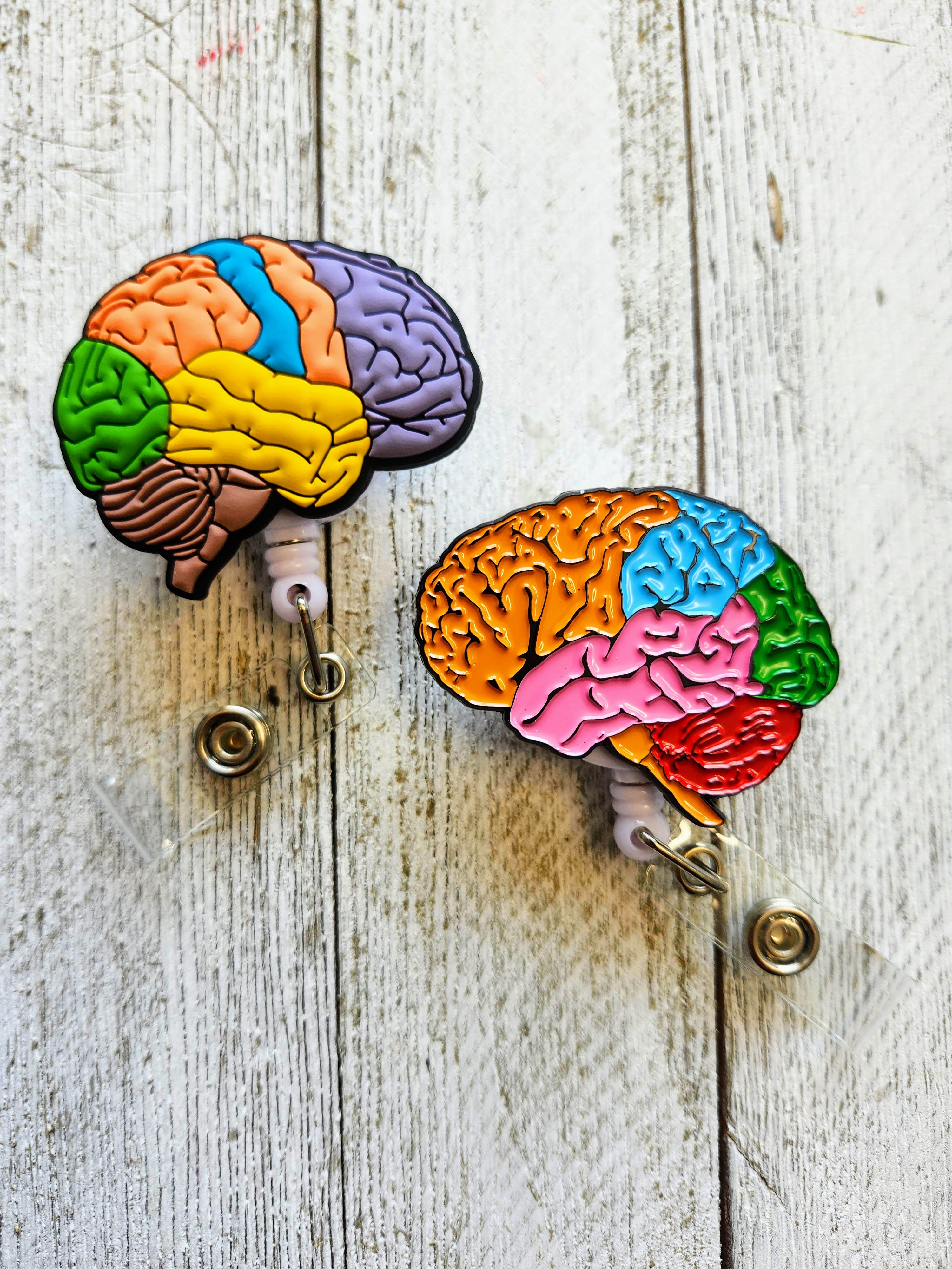 Anatomical Contoured Brain Neurology Retractable ID Badge Reel