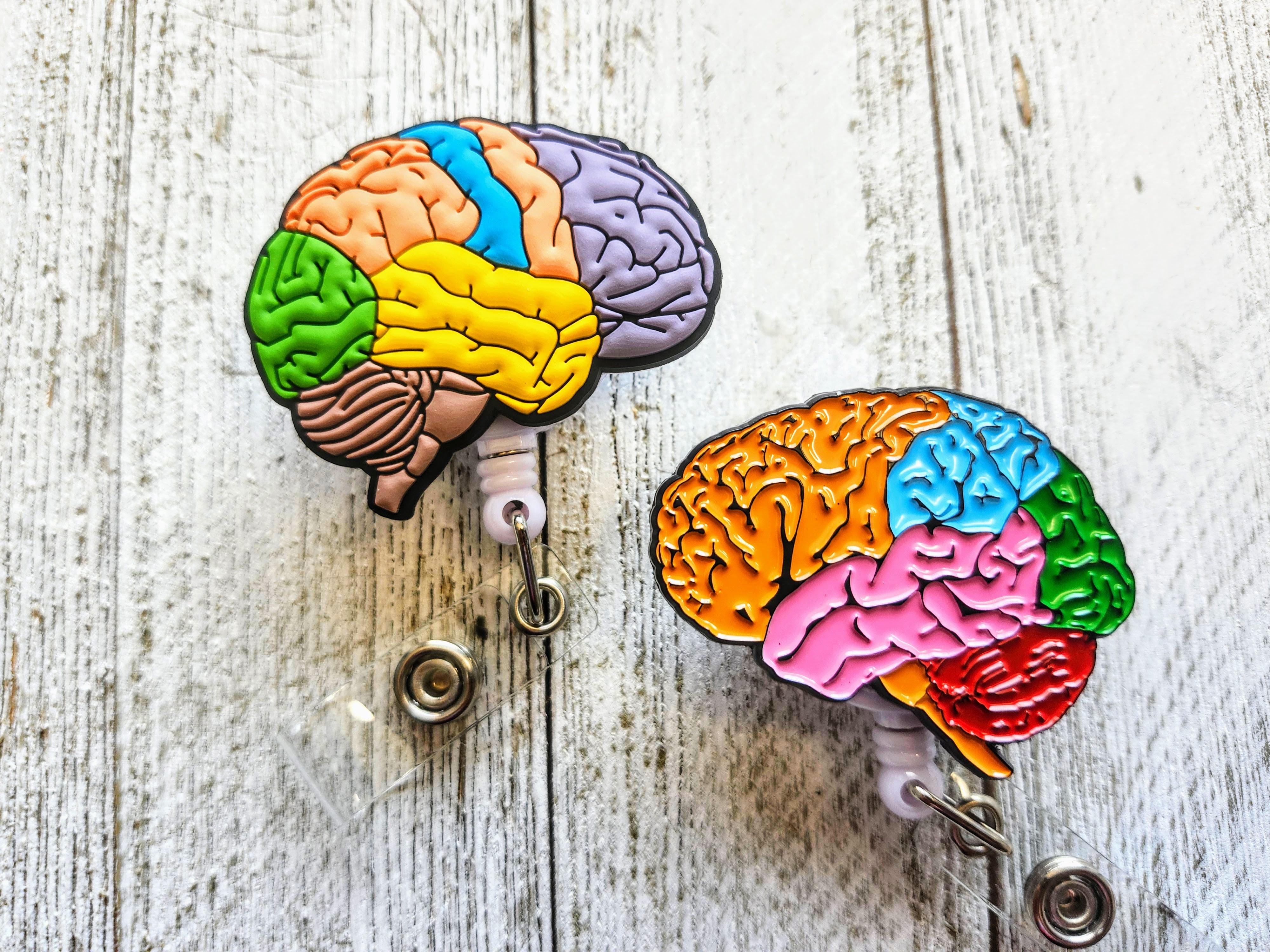 Anatomical Contoured Brain Neurology Retractable ID Badge Reel