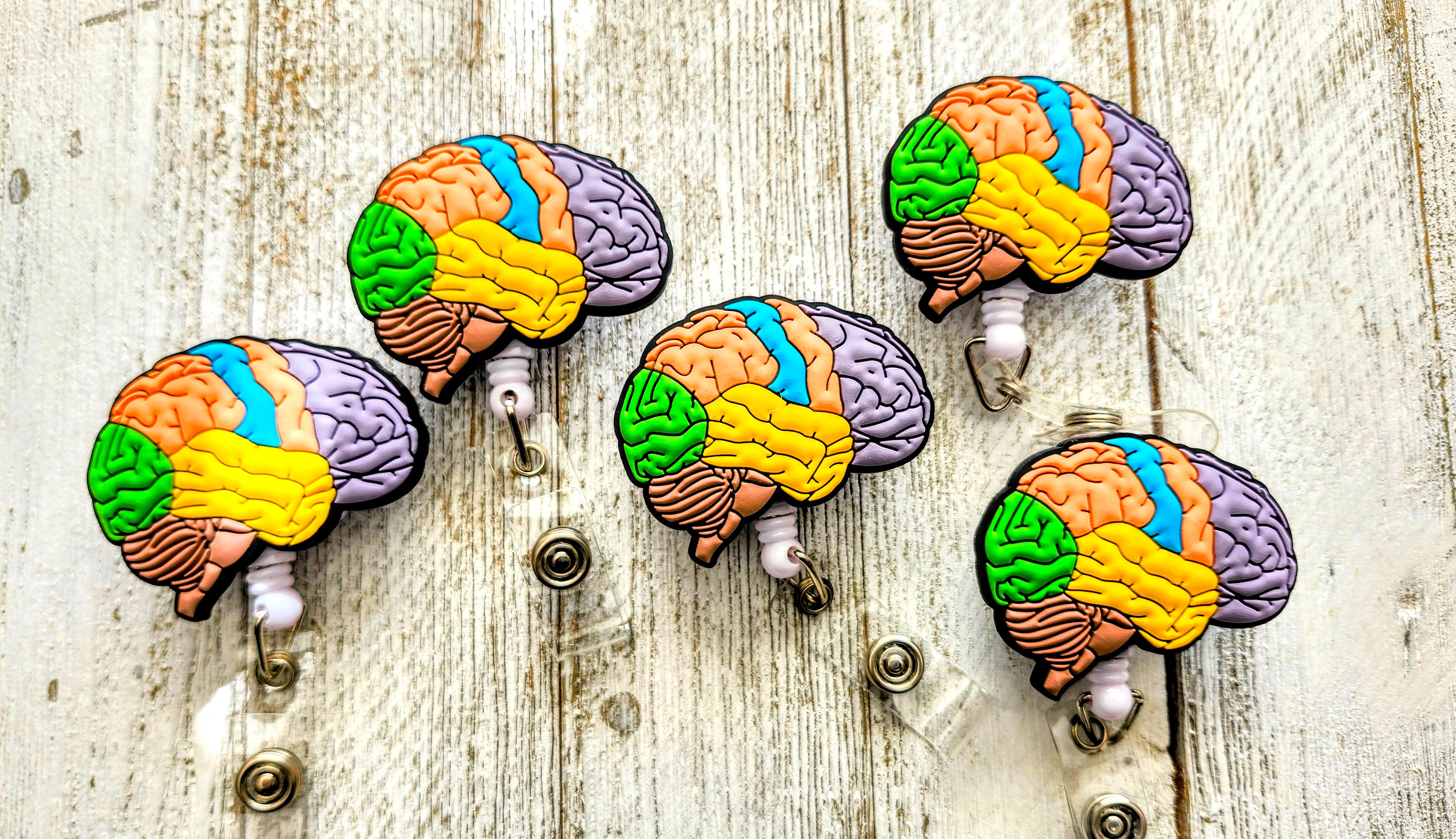 Anatomical Contoured Brain Neurology Retractable ID Badge Reel