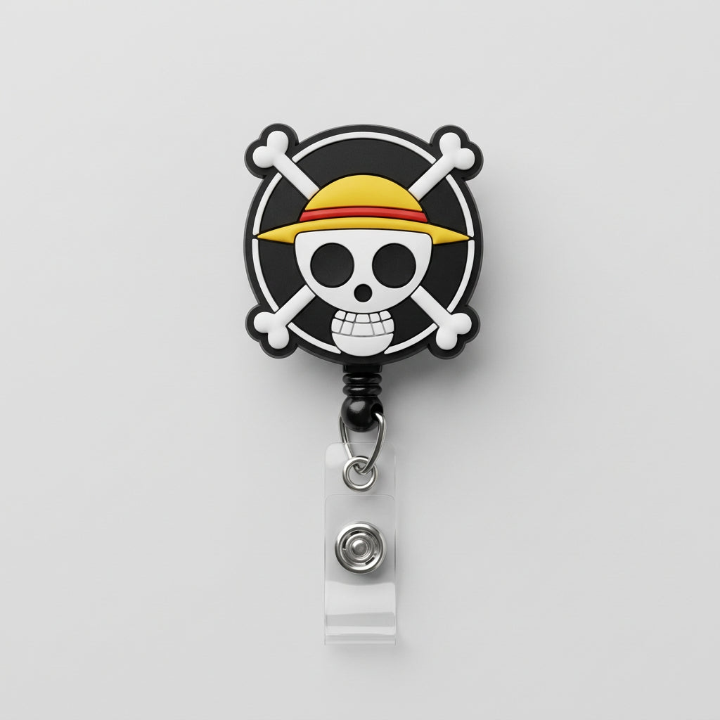 One Piece Anime Pirate Skull Badge Reel – Retractable Work ID Holder