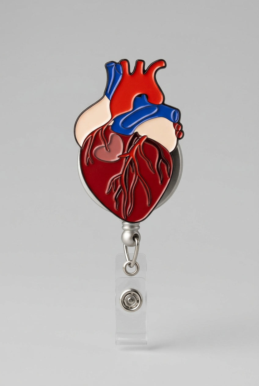 Professional Anatomical Heart Retractable ID Badge Reel