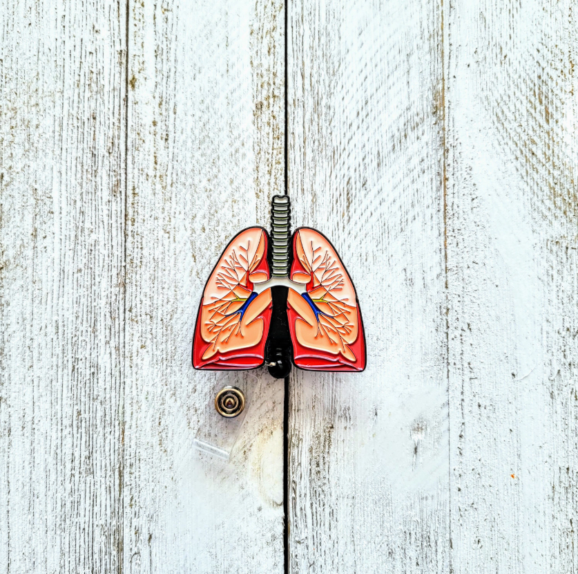 Anatomical Lungs Retractable ID Badge Reel