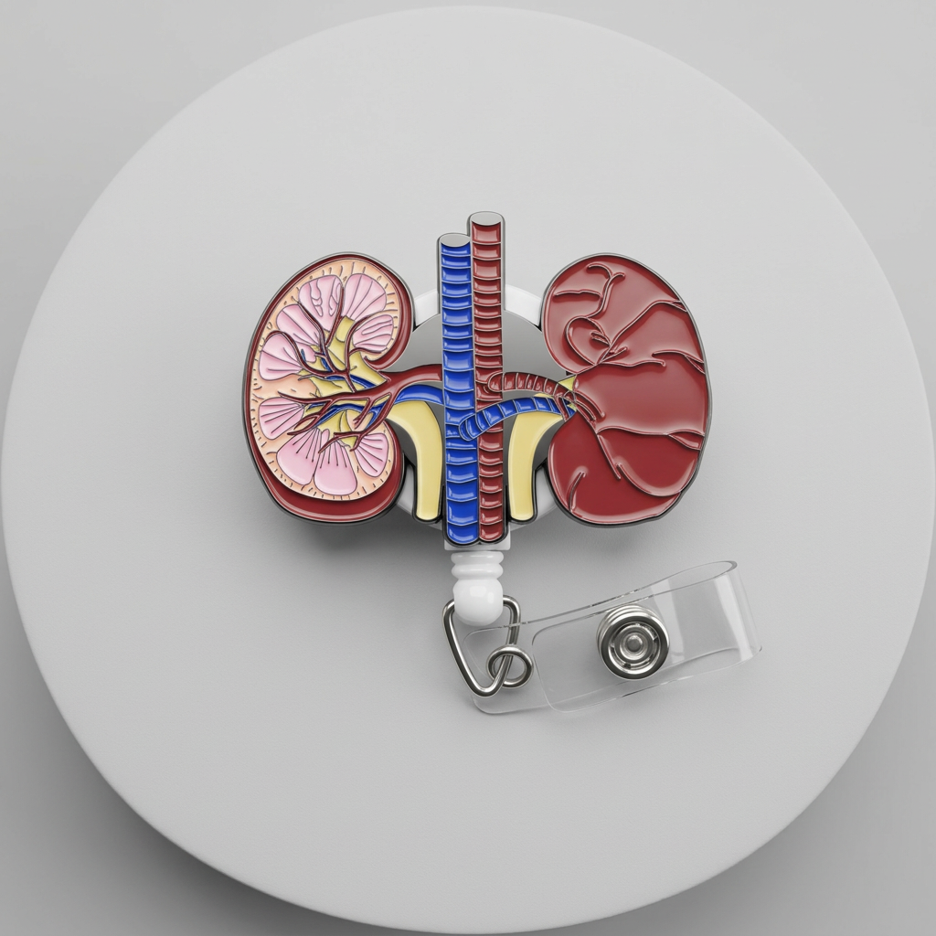 Professional Anatomical Kidney Retractable ID Badge Reel