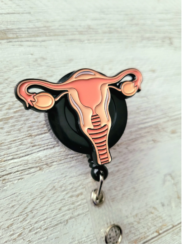 Anatomical Uterus Retractable ID Badge Reel