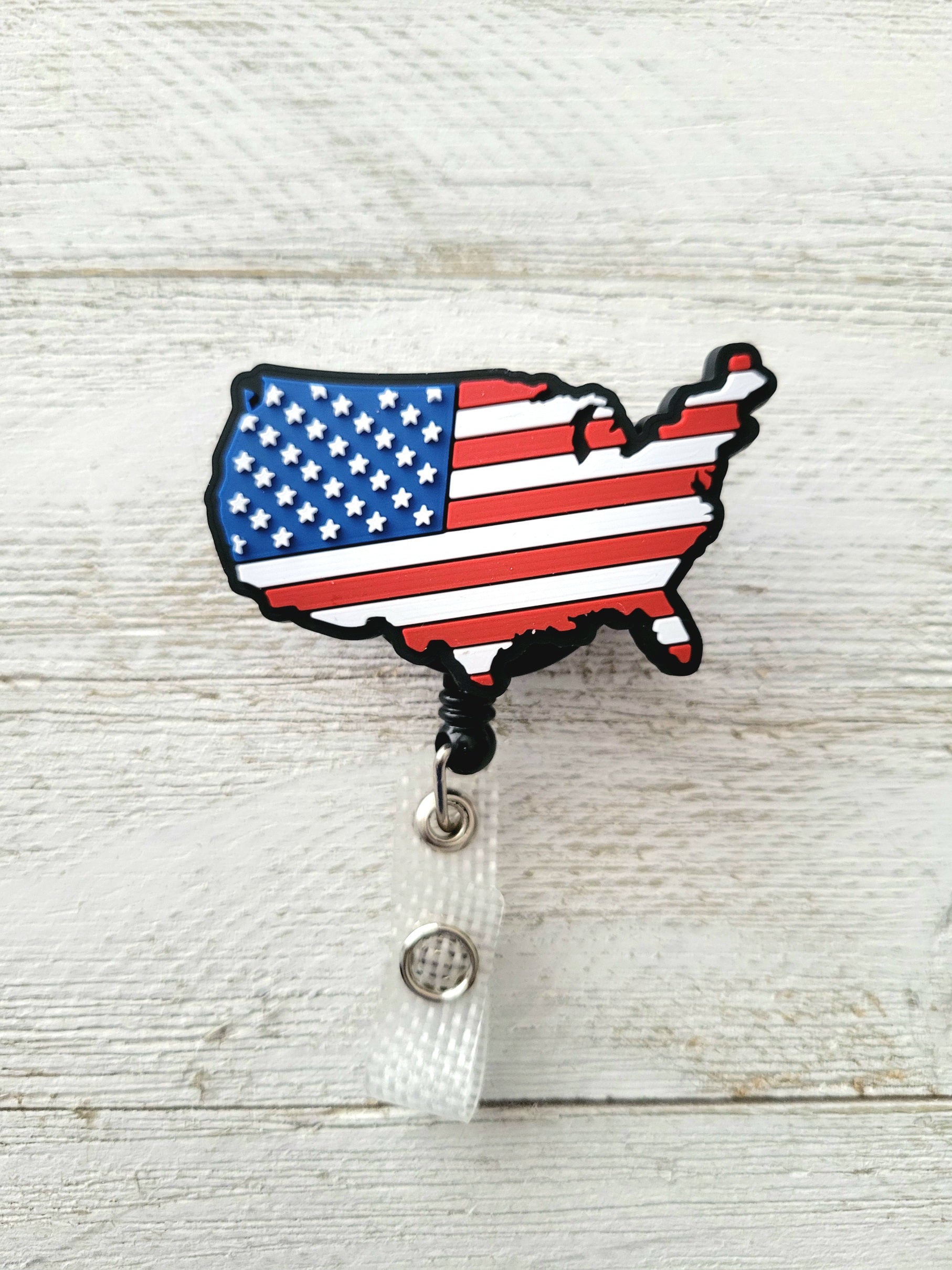 American Flag Retractable Badge Reel