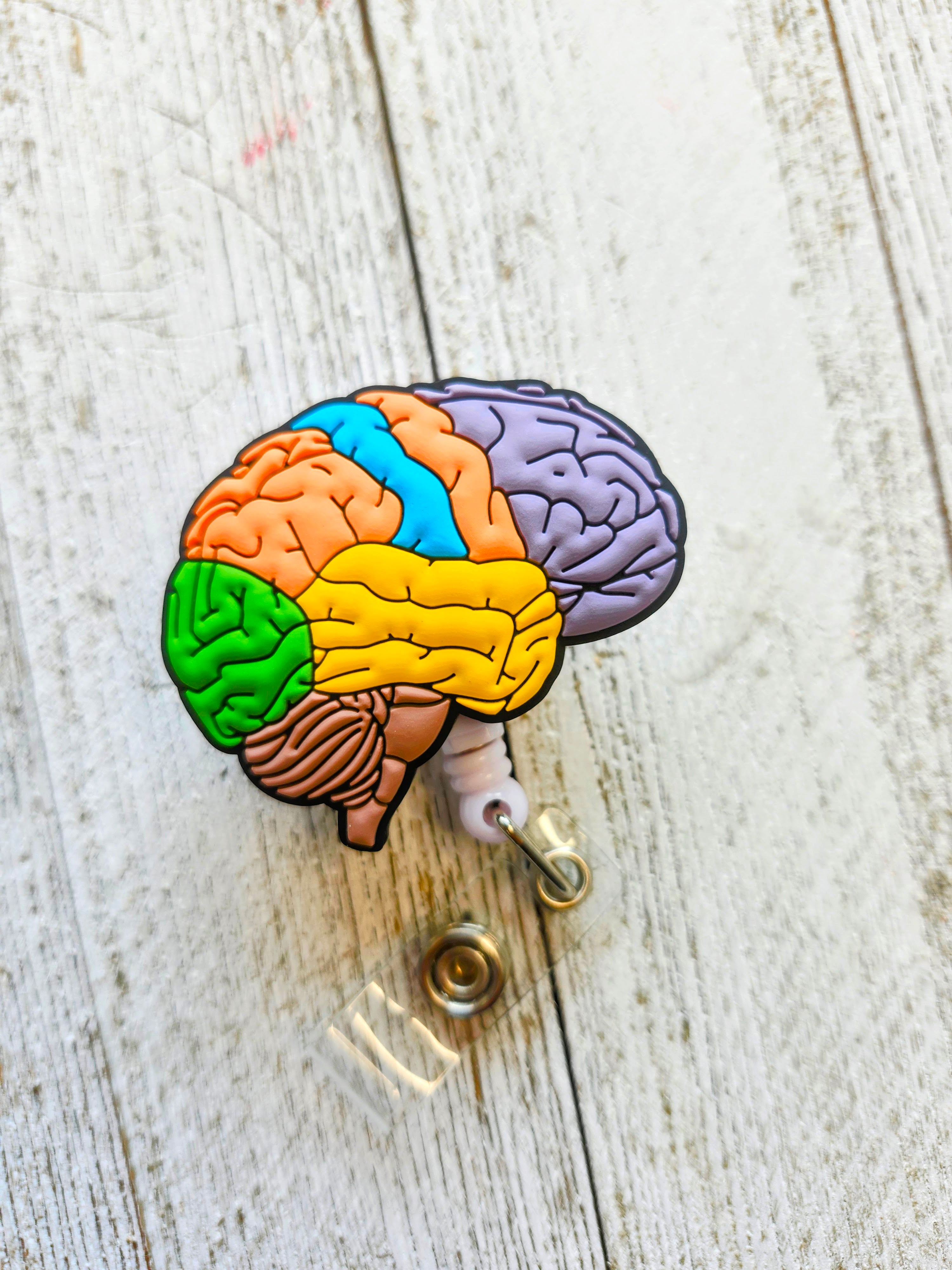 Anatomical Contoured Brain Neurology Retractable ID Badge Reel
