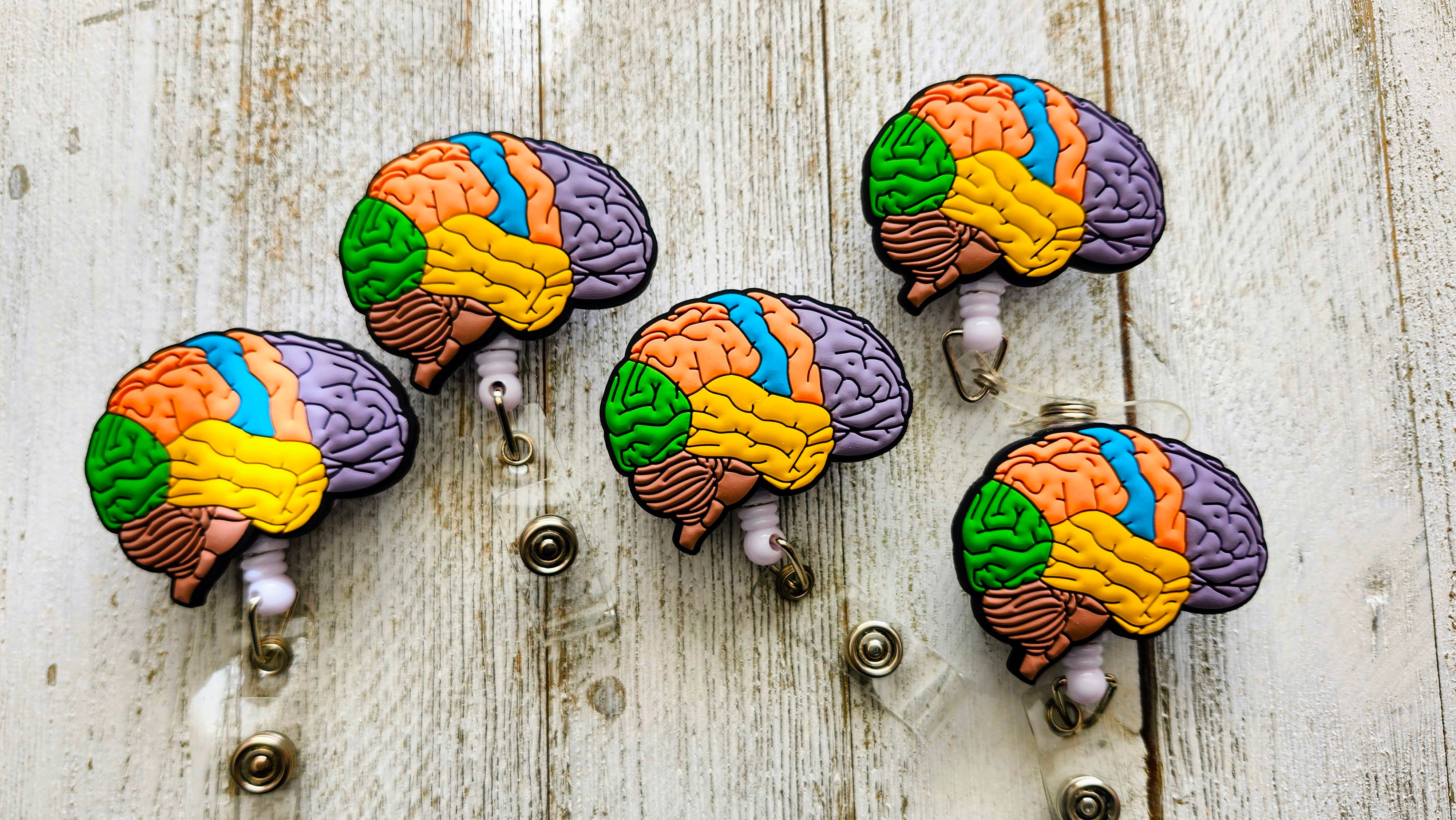 Anatomical Contoured Brain Neurology Retractable ID Badge Reel