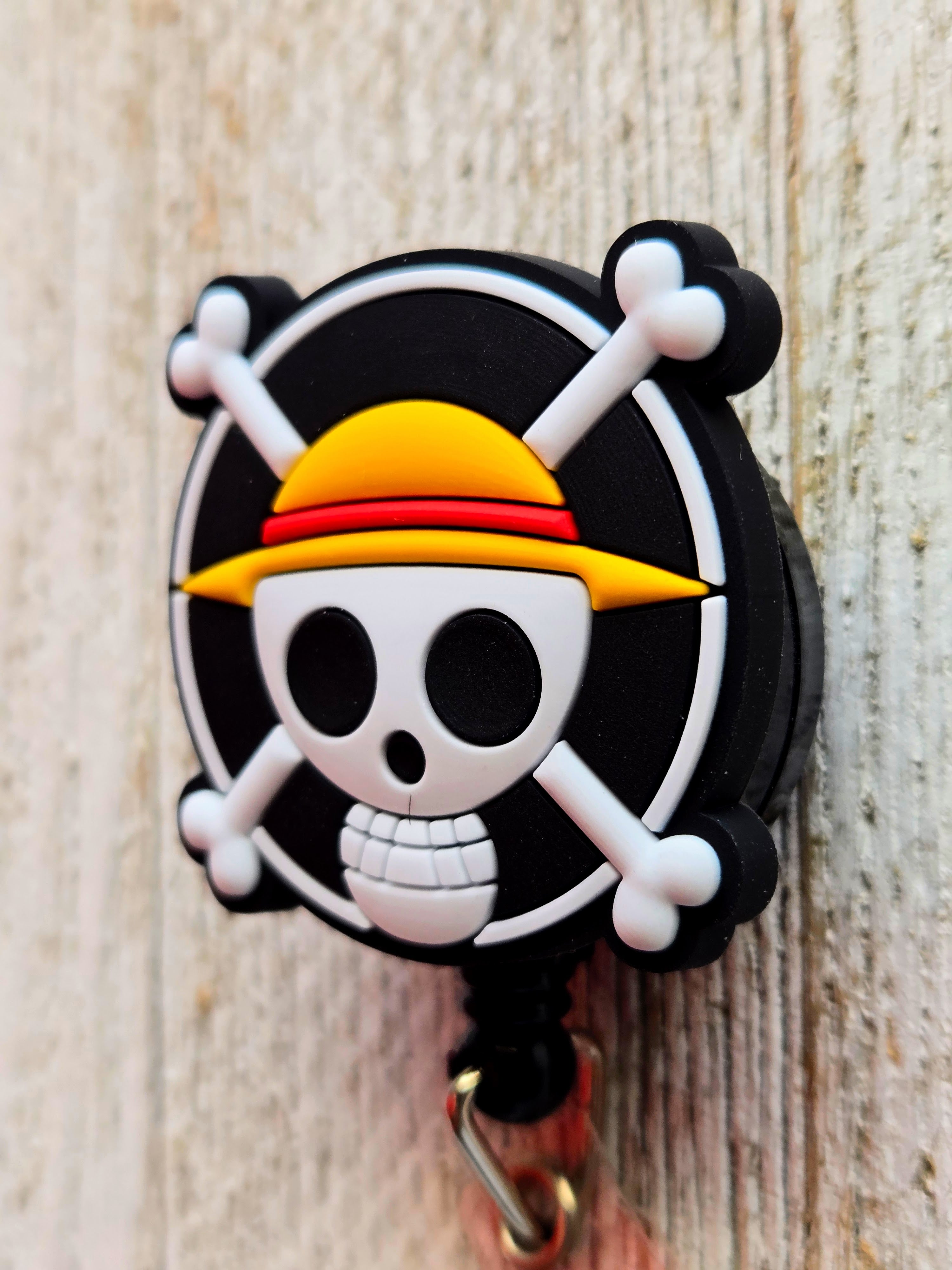 One Piece Anime Pirate Skull Badge Reel – Retractable Work ID Holder
