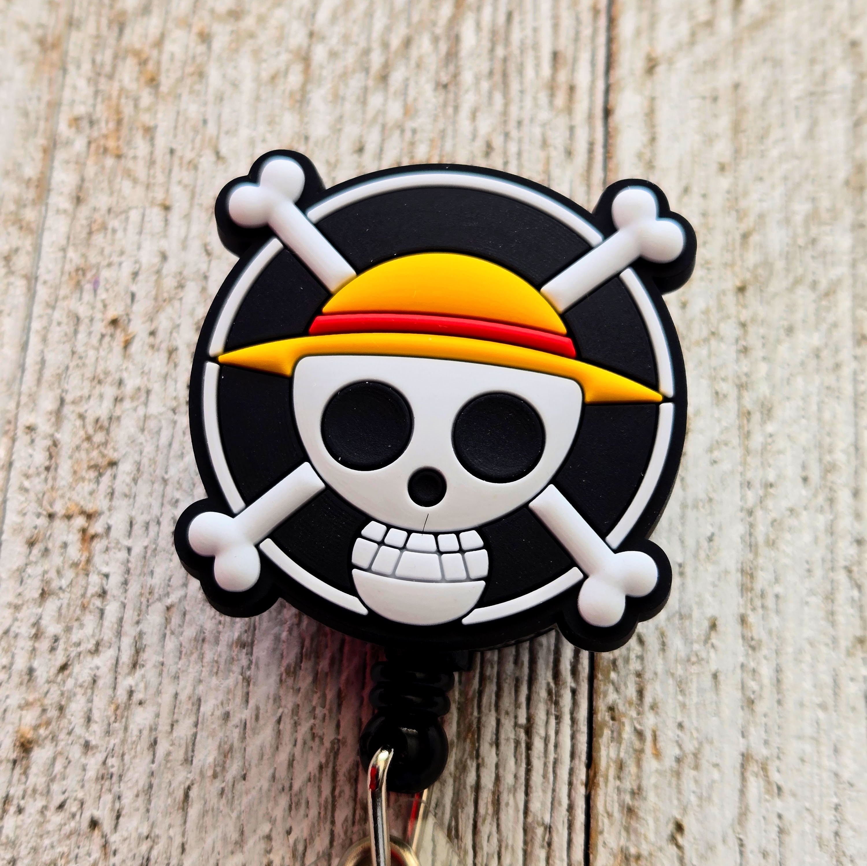 One Piece Anime Pirate Skull Badge Reel – Retractable Work ID Holder