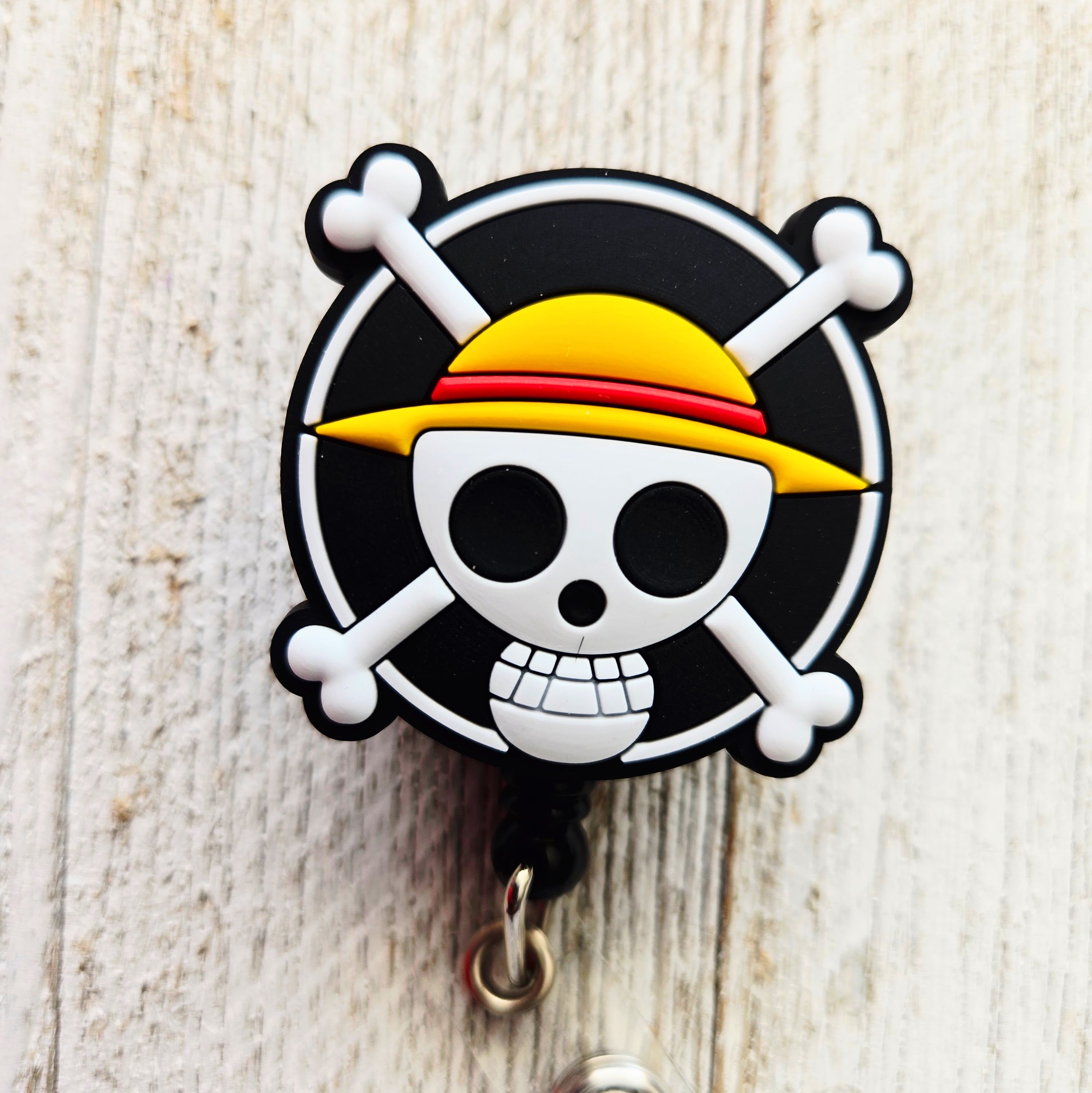 One Piece Anime Pirate Skull Badge Reel – Retractable Work ID Holder