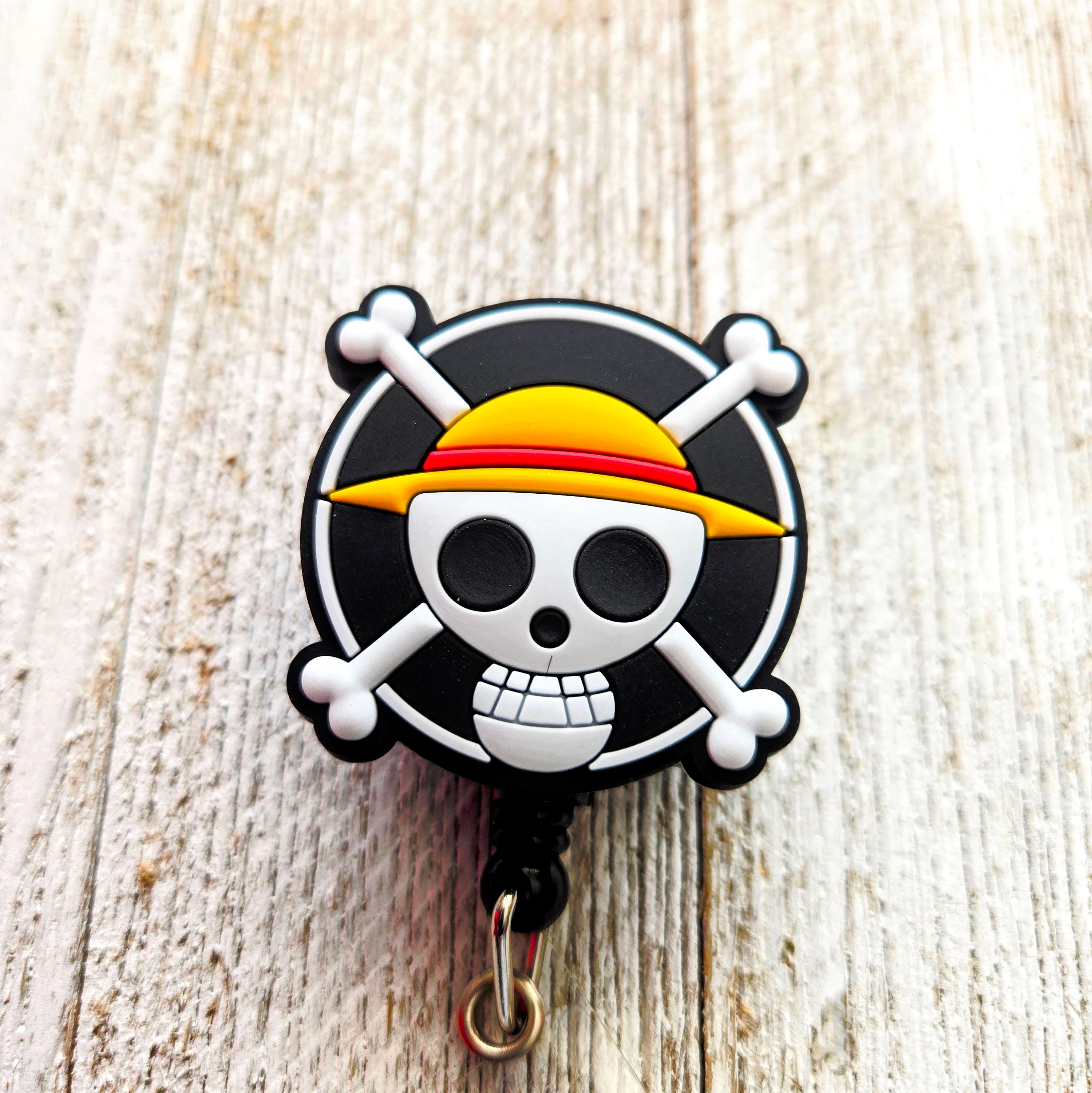 One Piece Anime Pirate Skull Badge Reel – Retractable Work ID Holder