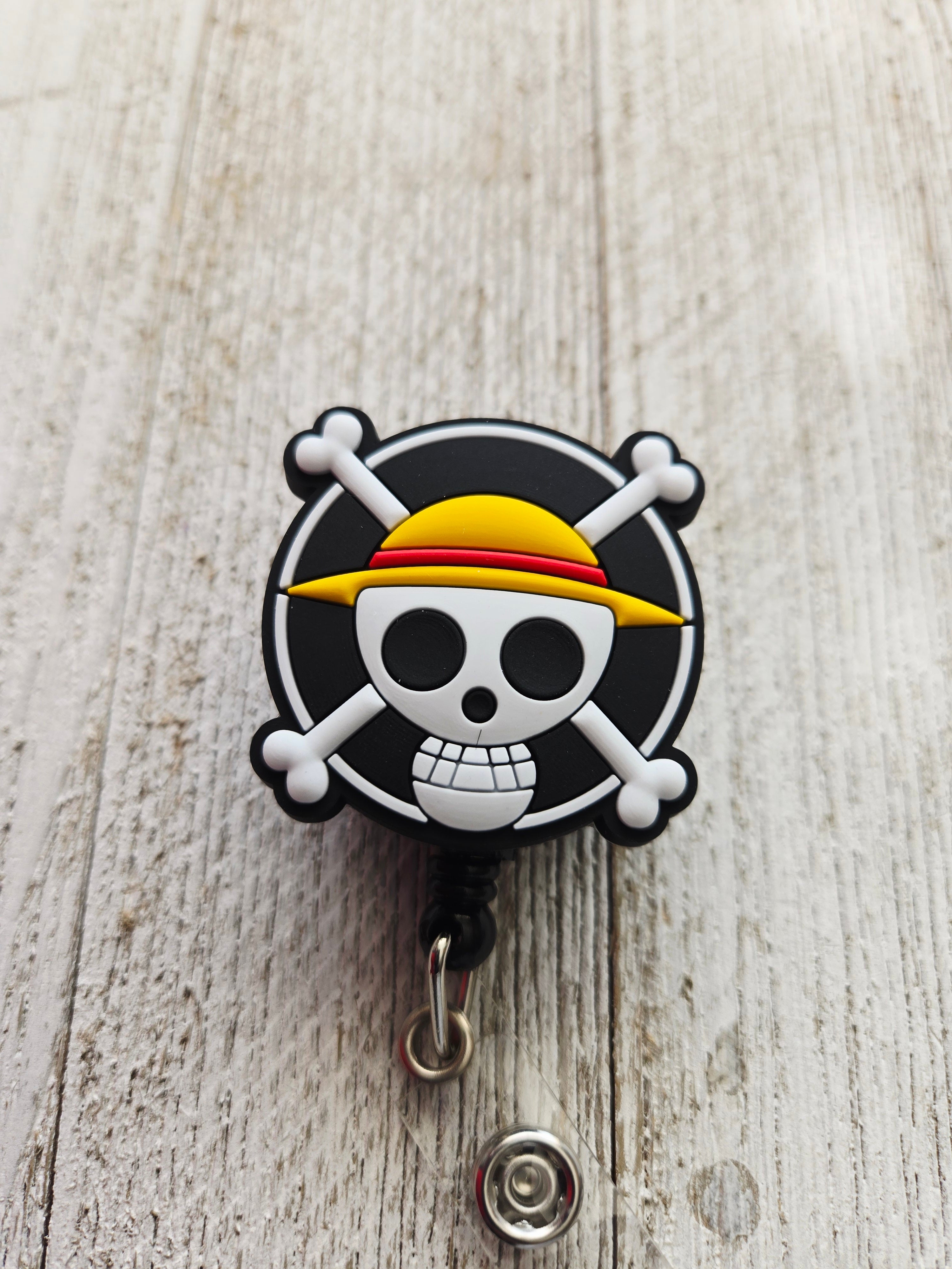 One Piece Anime Pirate Skull Badge Reel – Retractable Work ID Holder