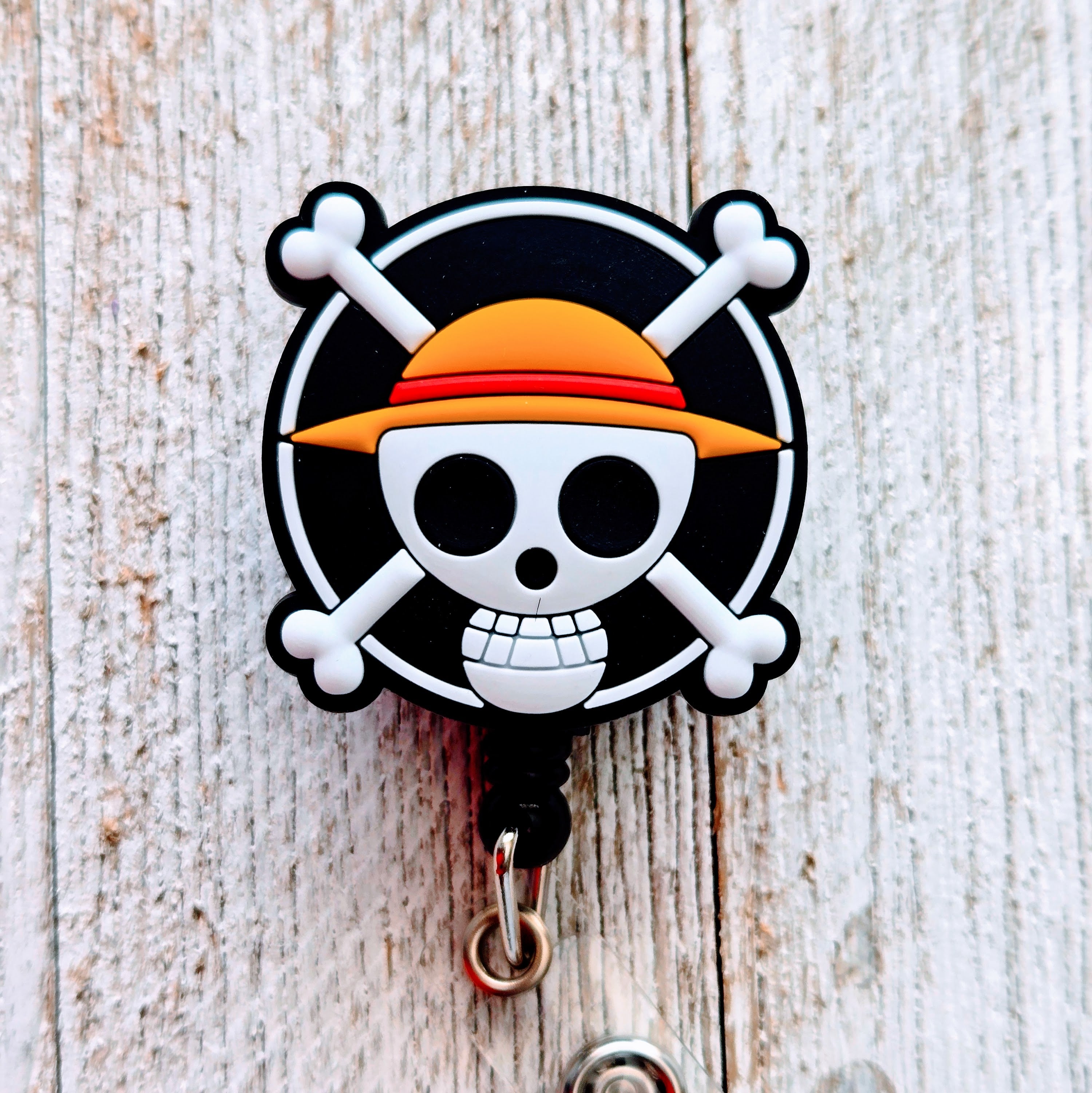 One Piece Anime Pirate Skull Badge Reel – Retractable Work ID Holder