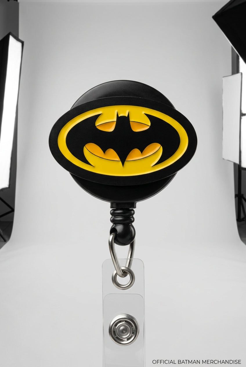 Batman-Inspired Black & Yellow Badge Reel – Retractable Work ID Holder