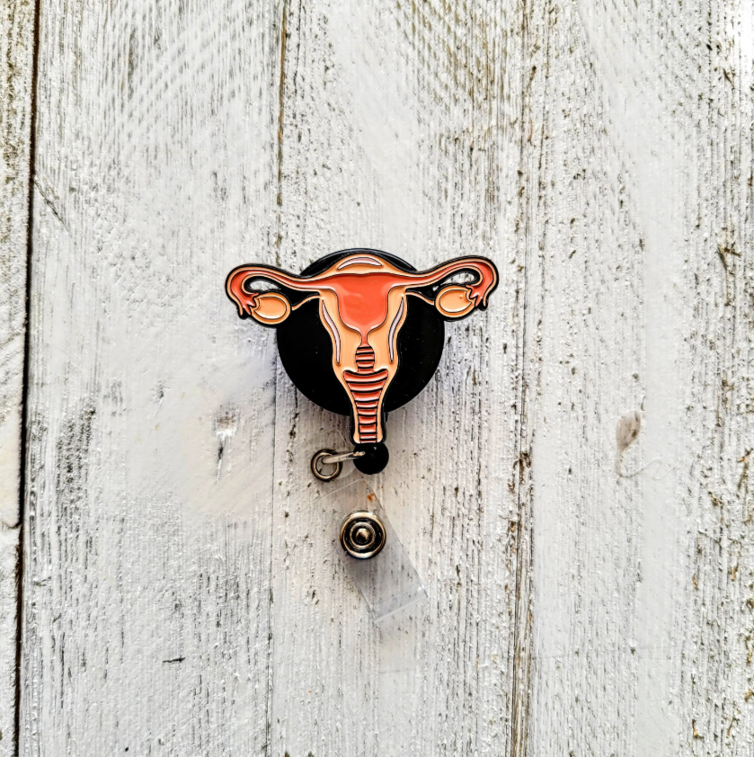 Anatomical Uterus Retractable ID Badge Reel