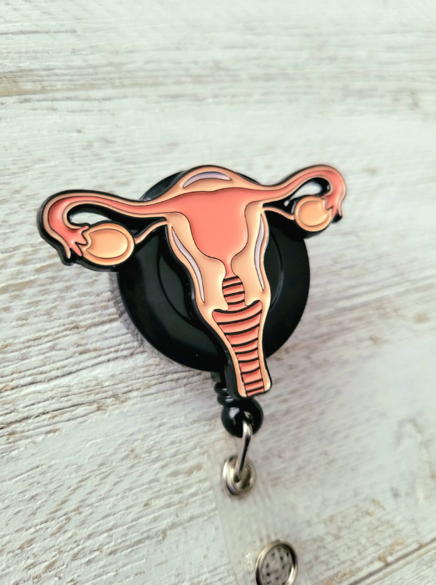Anatomical Uterus Retractable ID Badge Reel